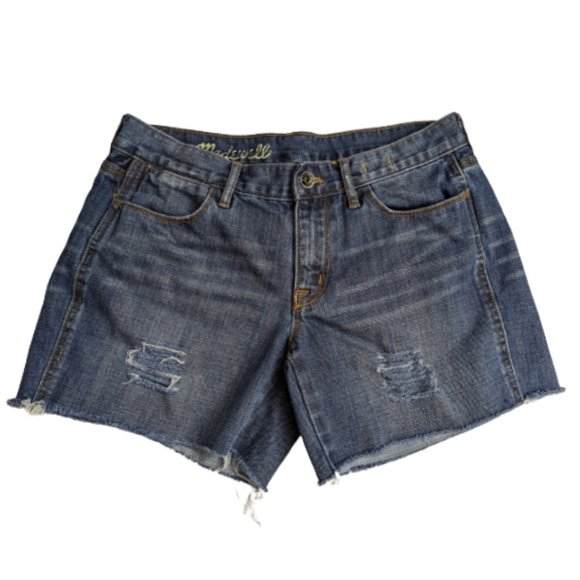 Madewell Raw Hem Distressed Cutoff Denim Shorts 27 - Picture 2 of 8